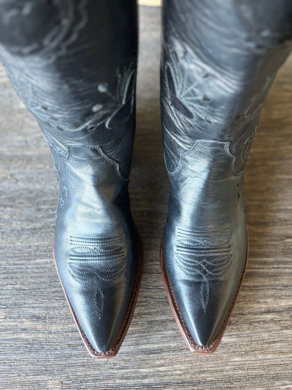 Miron Crosby Lilly Black Hearts Cowboy Western Boots. Excellent Condition - Picture 5 of 10